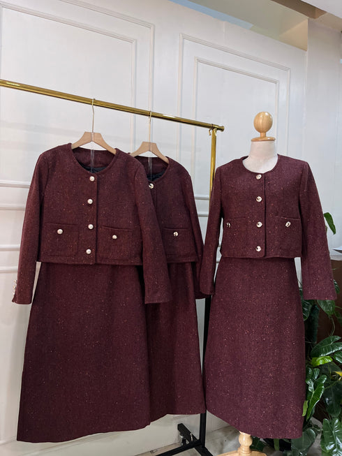 Premium Quality Tweed Jacket With Mid-Length Skirts Sets